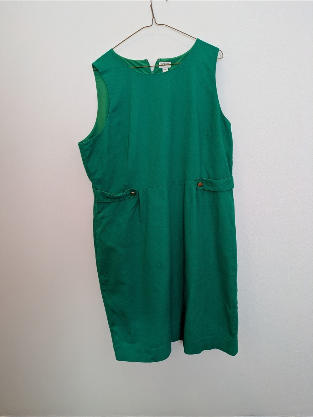 J. Crew Emerald Green Sleeveless Shift Midi Dress
